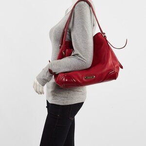 Burberry Red Leather Canterbury Tote Bag